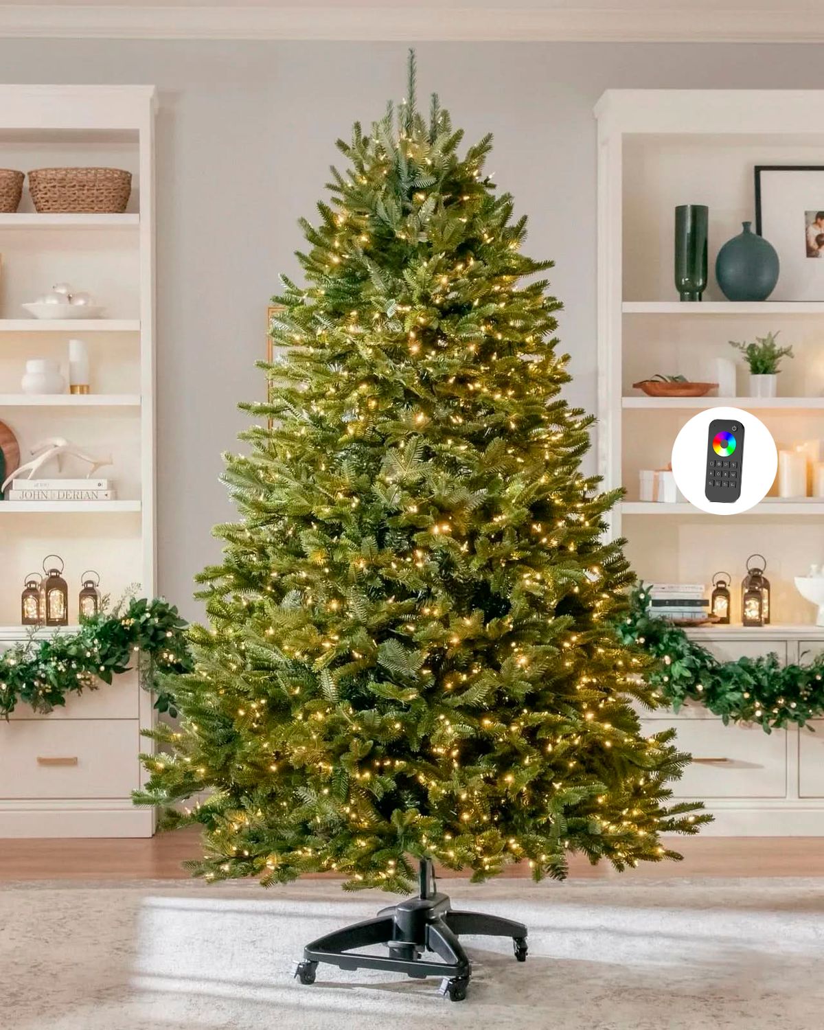 Árvore de Natal Retrátil Mágica com Rodinhas e Micro LEDs Embutidos + Controle Remoto | BRINDE 132 Enfeites Natalinos